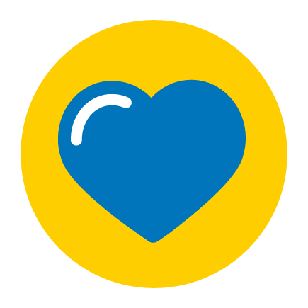 A digital illustration of a heart in a circle.