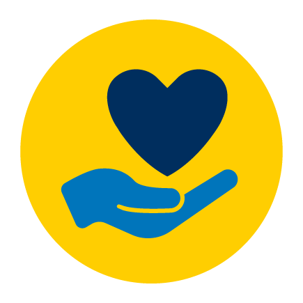 A digital illustration of a hand holding a heart.