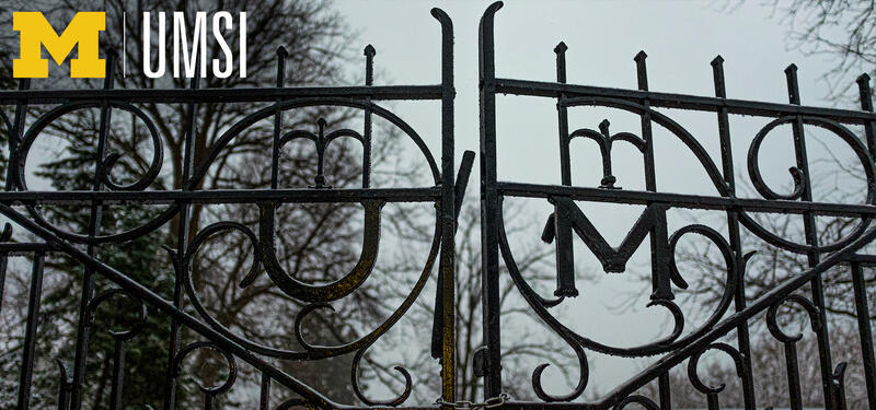 U-M gate in the snow
