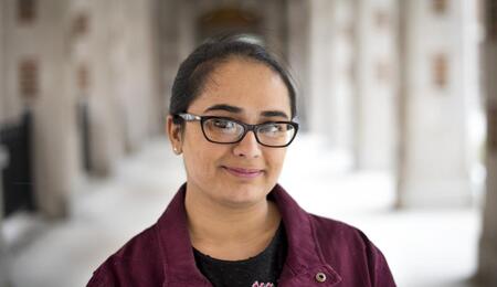 Abpreet Kaur outside of North Quad