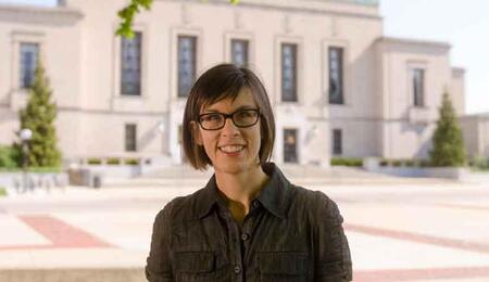 Melissa Chalmers outside of the Rackham Building
