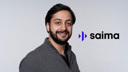 Mnatsakan Sharafyan appears on a gray backdrop with the Saima logo on the right.