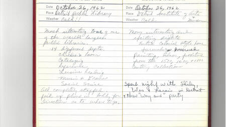 Journal entries from Johnnie O. Dent's time at UMSI, dated October 26, 1962.