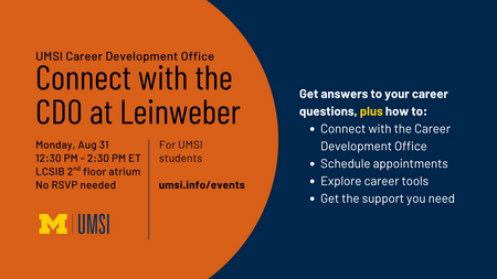 Orange and blue image with text details of the event