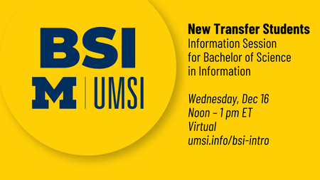 New Transfer BSI Information Session on December 16th