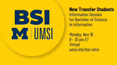 New Transfer BSI Information Session on November 16th