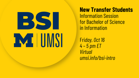 New Transfer BSI Information Session on October 16th