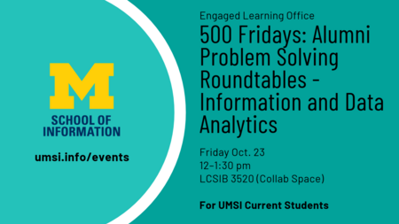 500 Fridays: Alumni Problem Solving Roundtables - Information and Data Analytics