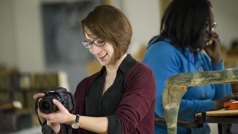 Hilary Severyn photographing the collection