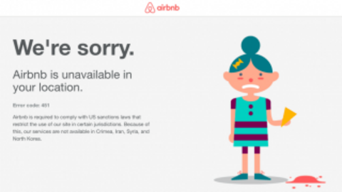 Airbnb error, it says "We're sorry, Airbnb is unavailable in your location"