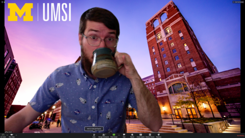 A Zoom custom background in use