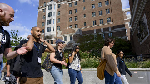 Students walking on campus