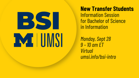 New Transfer BSI Information Session on September 28th