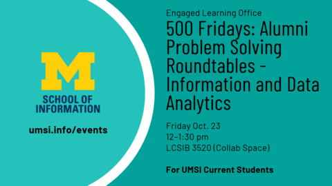 500 Fridays: Alumni Problem Solving Roundtables - Information and Data Analytics