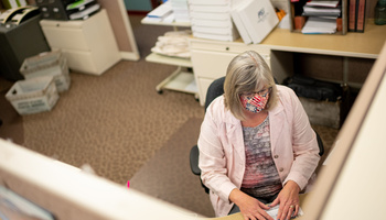A woman working at a desk
