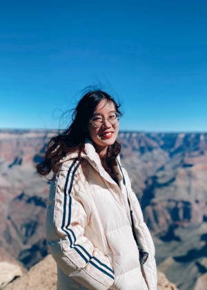 Stella Chang with the Grand Canyon in the background.